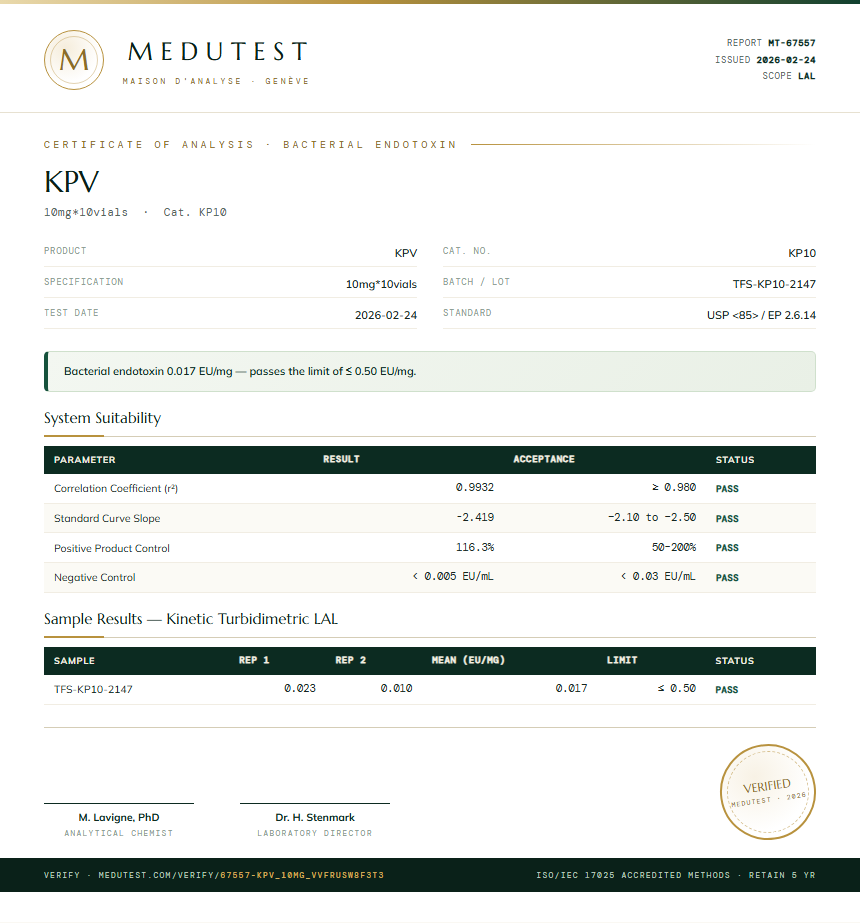 KPV Endotoxin report by Medutest